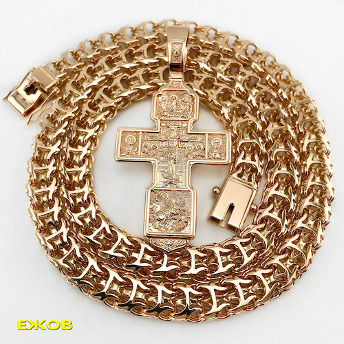 На заказ золотая цепь Рамзес 100 грамм и золотой православный крест 20 грамм золото 585